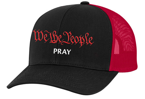 Men's We The People Pray Patriotic Christian Embroidered Mesh Back Trucker Hat Men's We The People Pray Patriotic Christian Embroidered Mesh Back Trucker Hat