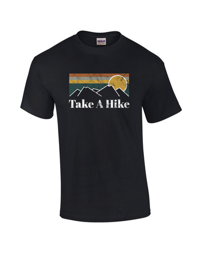 Funny Take A Hike Retro Scenic Outdoors Vintage Distressed Graphic Tee Short Sleeve T-shirt