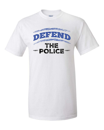Unisex Adult Defend The Police Back The Blue Support Police Short Sleeve T-Shirt-White-Small Unisex Adult Defend The Police Back The Blue Support Police Short Sleeve T-Shirt-White-Small