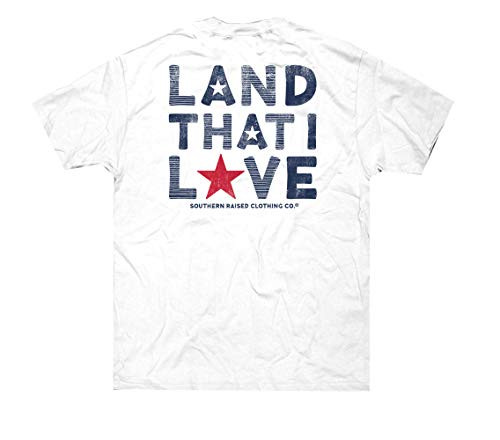 Southern Raised Land That I Love Short Sleeve Pocket Tee Shirt White Southern Raised Land That I Love Short Sleeve Pocket Tee Shirt White