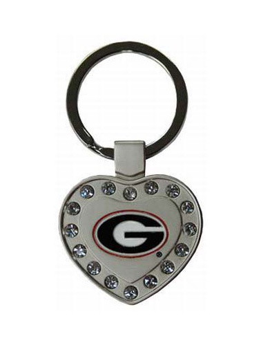 University Of Georgia Bulldogs Heart Rhinestone Keychain