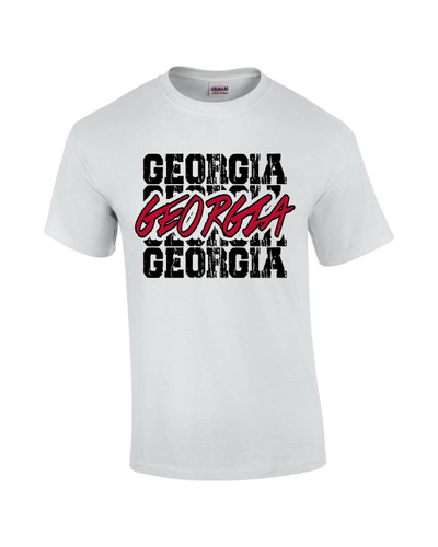 Mens Georgia College Football Retro Repeat Short Sleeve T-shirt Graphic Tee