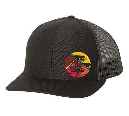 Disc Golf Goal Target Retro Mens Embroidered Mesh Back Trucker Hat