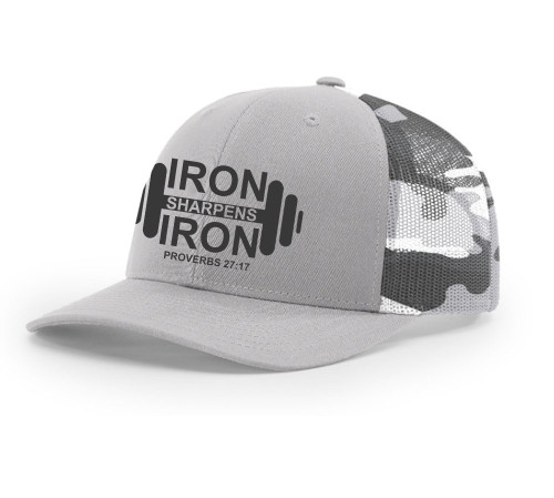 Christian Iron Sharpens Iron Proverbs 27:17 Dumbell Weight Mens Embroidered Mesh Back Trucker Hat Christian Iron Sharpens Iron Proverbs 27:17 Dumbell Weight Mens Embroidered Mesh Back Trucker Hat