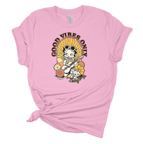 Womens Good Vibes Only Betty Boop Hippie Short Sleeve T-shirt Graphic Tee