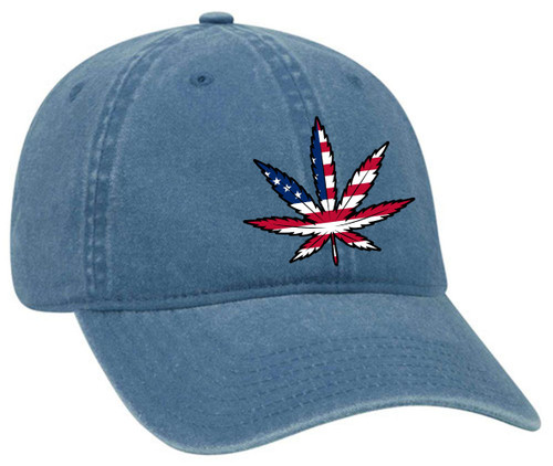 American Flag Filled Weed Leaf Pot Marijuana Cannabis Unisex Twill Dad Hat Adjustable Baseball Cap