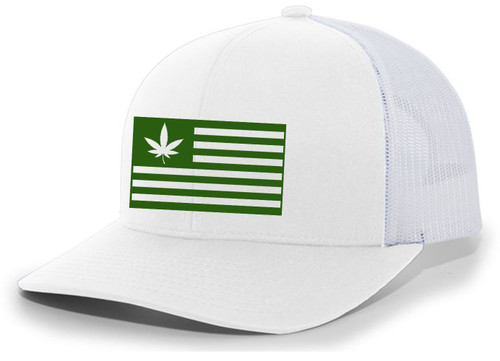 Weed American Flag Marijuana Cannabis Men's Mesh Back Trucker Hat Baseball Cap