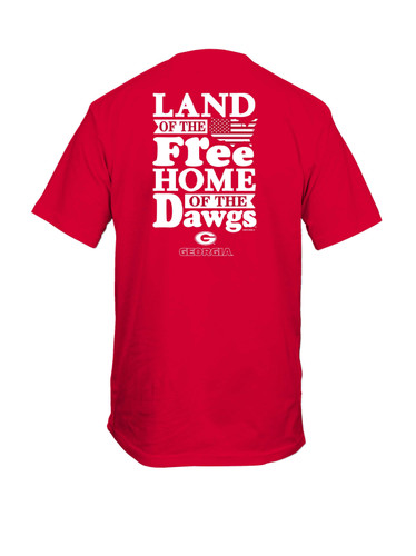 New World Graphics UGA Georgia Patriotic Land of the Free Home of the Dawgs Adult Short Sleeve T-Shirt