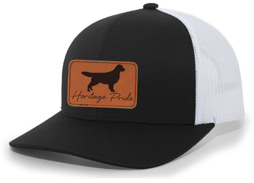 Heritage Pride Canine Collection Golden Retriever Duck Hunting Dog Mens Engraved Leather Patch Mesh Back Trucker Hat Heritage Pride Canine Collection Golden Retriever Duck Hunting Dog Mens Engraved Leather Patch Mesh Back Trucker Hat