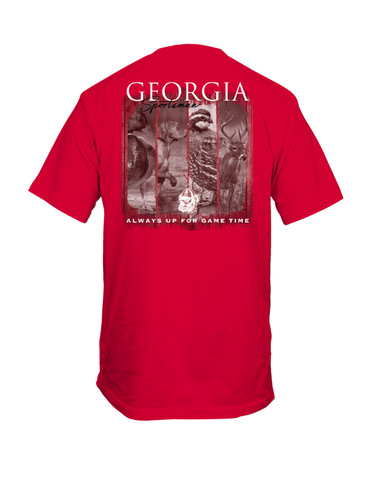New World Graphics Collegiate UGA Sportsman Four Panels Adult Short Sleeve T-Shirt New World Graphics Collegiate UGA Sportsman Four Panels Adult Short Sleeve T-Shirt