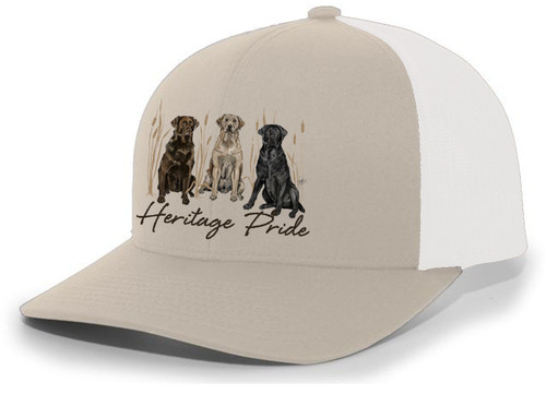 Heritage Pride Canine Collection Three Labs Labrador Retriever Mens Embroidered Mesh Back Trucker Hat Heritage Pride Canine Collection Three Labs Labrador Retriever Mens Embroidered Mesh Back Trucker Hat