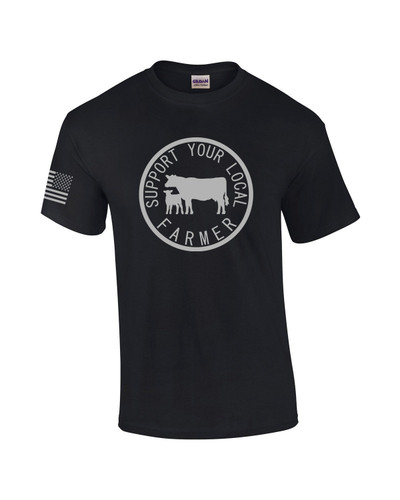 Mens Support Your Local Farmers Cattle Rancher Food Farm to Table Short Sleeve T-shirt Graphic Tee