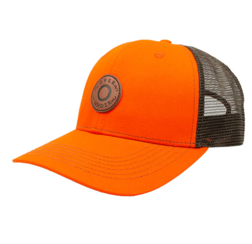 Over Under Clothing Shot Shell Patch Mesh Back Trucker Hat, Orange/ Brown