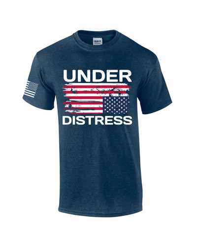 Under Distress Tattered Upside Down American Flag Sleeve Mens Short Sleeve T-shirt Graphic Tee Under Distress Tattered Upside Down American Flag Sleeve Mens Short Sleeve T-shirt Graphic Tee