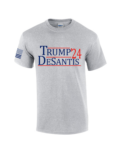 Trump DeSantis 2024 Presidental Election American Flag Sleeve Mens Short Sleeve T-shirt Graphic Tee
