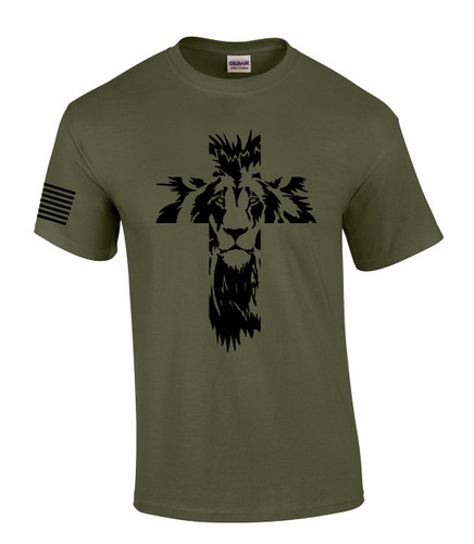 Lion of Judah Cross Mens Christian Short Sleeve T-Shirt Graphic Tee Lion of Judah Cross Mens Christian Short Sleeve T-Shirt Graphic Tee