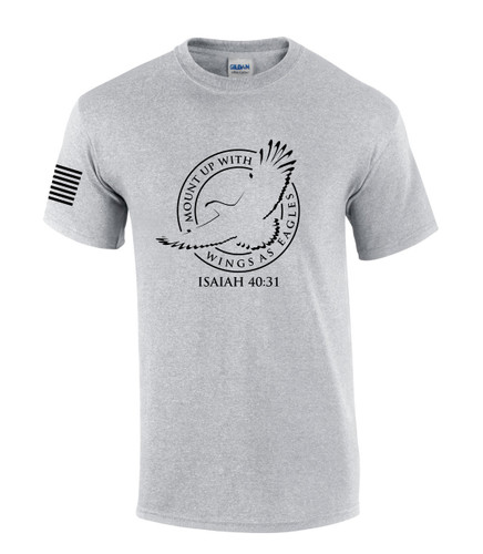 Mount Up With Wings As Eagles Isaiah 40:31 Mens Christian Short Sleeve T-Shirt Graphic Tee Mount Up With Wings As Eagles Isaiah 40:31 Mens Christian Short Sleeve T-Shirt Graphic Tee