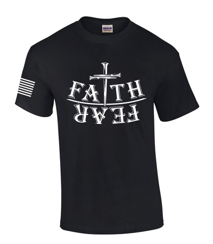 Faith Over Fear Nail Cross Mens Christian Short Sleeve T-Shirt Graphic Tee Faith Over Fear Nail Cross Mens Christian Short Sleeve T-Shirt Graphic Tee