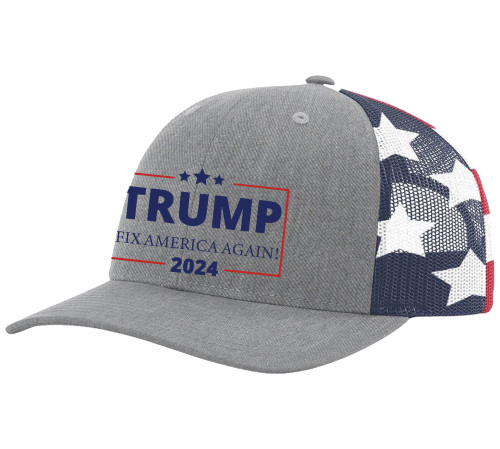 Trump Fix American Again 2024 Hat Mens Embroidered Mesh Back Trucker Hat Baseball Cap