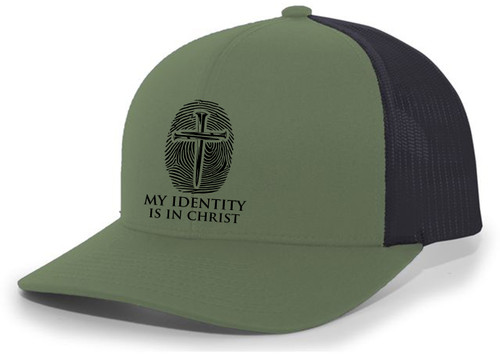 Christian My Identity Is In Christ Jesus Fingerprint Nail Cross Jesus Mens Mesh Back Trucker Hat Baseball Cap