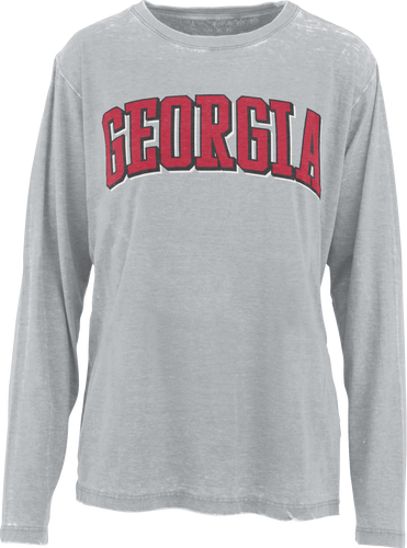 Pressbox Georgia Collegiate UGA Bulldogs Michelin Long Sleeve Crew Neck Vintage Top Pressbox Georgia Collegiate UGA Bulldogs Michelin Long Sleeve Crew Neck Vintage Top