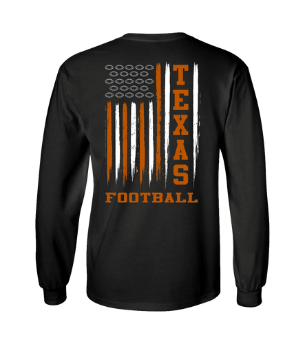 Texas Football Team Colors Football American Flag Unisex Long Sleeve T-shirt Graphic Tee Texas Football Team Colors Football American Flag Unisex Long Sleeve T-shirt Graphic Tee
