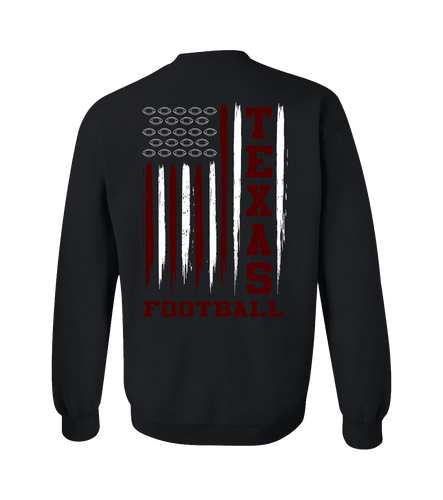 Texas Football Team Color Maroon and White American Flag Mens Crewneck Pullover Sweatshirt
