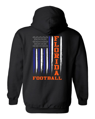 Florida Football Team Color Blue & Orange American Flag Unisex Hoodie