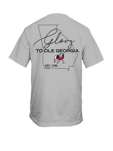 New World Graphics Glory To Ole Georgia Script State Outline Short Sleeve T-shirt Graphic Tee New World Graphics Glory To Ole Georgia Script State Outline Short Sleeve T-shirt Graphic Tee