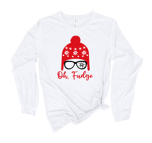 Womens Christmas Tshirt Oh Fudge Classic Christmas Movie Holiday Festive Ladies Long Sleeve T-shirt Graphic Tee