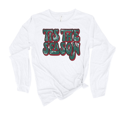 Tis The Season Festive Red and Green Retro Holiday Shirt Ladies Womens Long Sleeve T-shirt Christmas Graphic Tee Tis The Season Festive Red and Green Retro Holiday Shirt Ladies Womens Long Sleeve T-shirt Christmas Graphic Tee