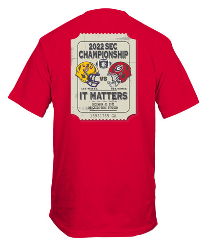 Mens Georgia VS. LSU 2022 SEC Championship LSU Tigers Against UGA Bulldogs Short Sleeve T-shirt Graphic Tee