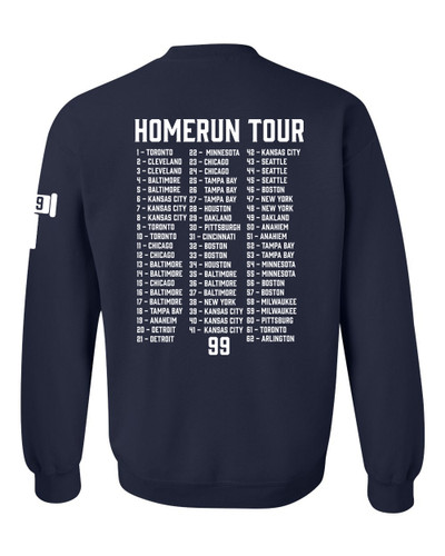 Baseball Number 99 Judge 62nd Homerun Tour 62 Cities Homerun Mens Crewneck Pullover Sweatshirt