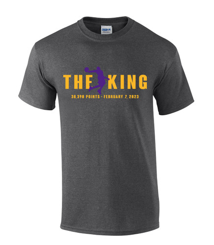 Mens Basketball Record 38,390 Points Tshirt The King Number 23 Highest Scorer Of All Time Short Sleeve T-shirt Graphic Tee
