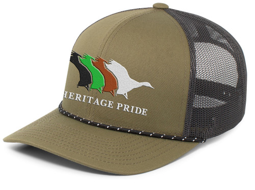 Heritage Pride Mallard Retro Duck Line Mesh Back Embroidered Snapback Braid Rope Trucker Hat Baseball Cap