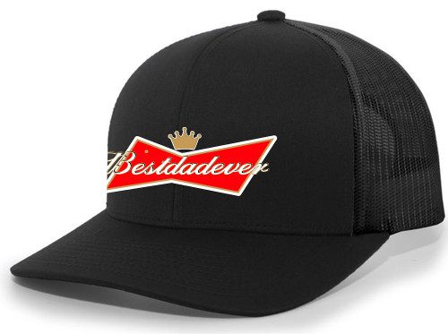 Mens Best Dad Ever Hat Embroidered Funny Red American Can Logo Parody Mens Baseball Cap Mesh Snap Back Trucker Hat