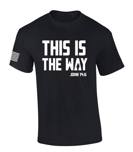 Mens Christian Shirt This Is The Way John 14:6 Scripture American Flag Sleeve T-shirt Graphic Tee Mens Christian Shirt This Is The Way John 14:6 Scripture American Flag Sleeve T-shirt Graphic Tee