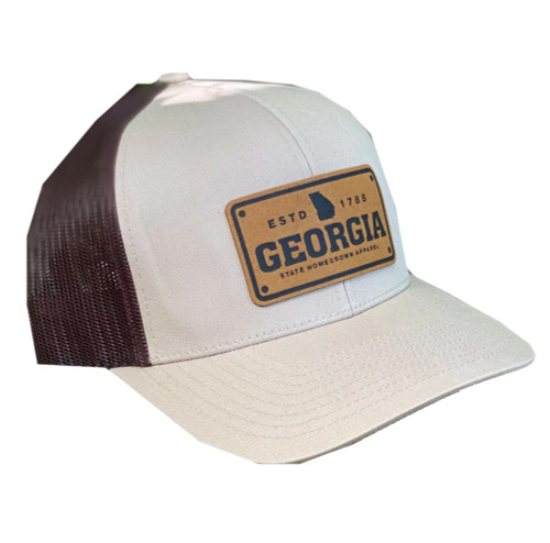 State Homegrown Georgia License Plate Leather Patch Adjustable Snapback Trucker Hat