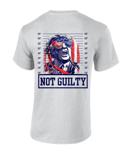 Mens Patriotic American Flag Trump Not Guilty Back Design Mens Short Sleeve T-shirt Graphic Tee Mens Patriotic American Flag Trump Not Guilty Back Design Mens Short Sleeve T-shirt Graphic Tee