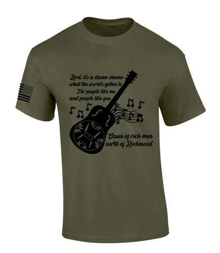 Mens Country Music Tshirt Shame What The World's Gotten to for People Like Me People Like You Short Sleeve T-shirt