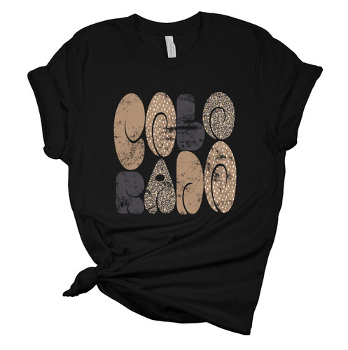 Womens Colorado Football Team Color Buffaloes Mix Print Retro Short Sleeve T-shirt Graphic Tee