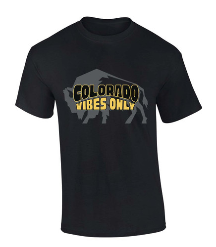 Mens Colorado Vibes Only Team Color Buffaloes Football Short Sleeve T-shirt Graphic Tee Mens Colorado Vibes Only Team Color Buffaloes Football Short Sleeve T-shirt Graphic Tee
