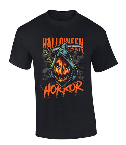 Mens Halloween Tshirt Halloween Horror Pumpkin Grim Reaper Short Sleeve T-shirt Graphic Tee