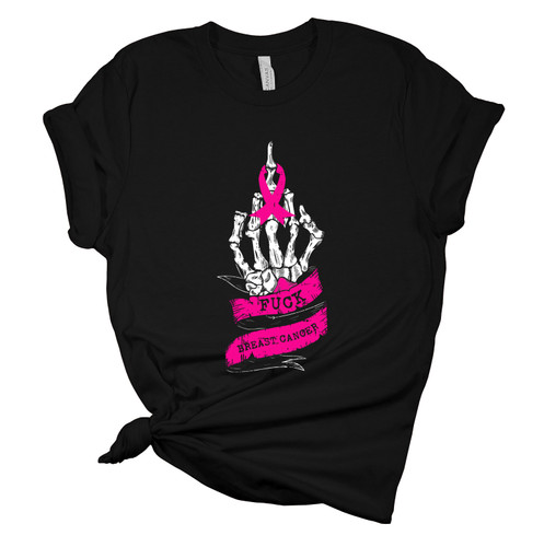 Womens Breast Cancer Awareness Skeleton Hand F Breast Cancer Short Sleeve T-shirt