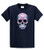 Skull Tee Shirt Silver Skull with Pink Floral Design Navy Skull Tee Shirt Silver Skull with Pink Floral Design Navy