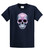 Skull Tee Shirt Silver Skull with Pink Floral Design Navy Skull Tee Shirt Silver Skull with Pink Floral Design Navy