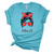 Trenz Shirt Company Womens Messy Bun Heart Print Mom Life Short Sleeve Graphic T-Shirt