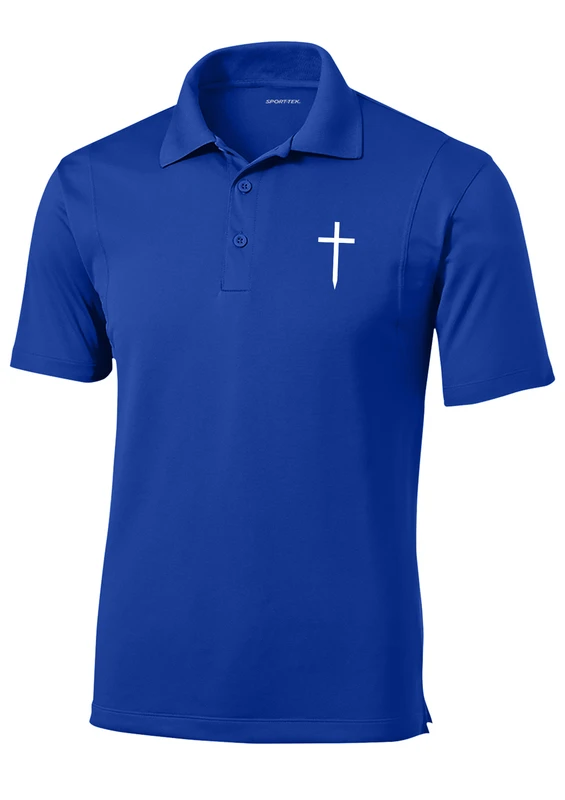 Trenz Shirt Company Mens Christian Polo Embroidered Cross Golf