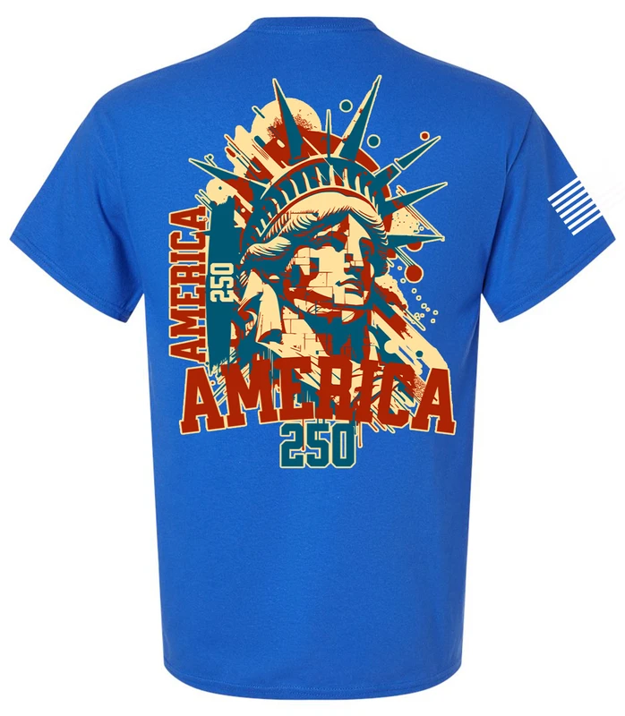 Patriot Pride Men's Graphic T-Shirt - Abstract Red & Blue Statue