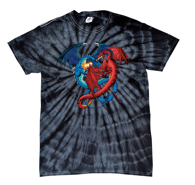 Dragon Red and Blue Dragons Fighting Fantasy Mythical Mother Draco